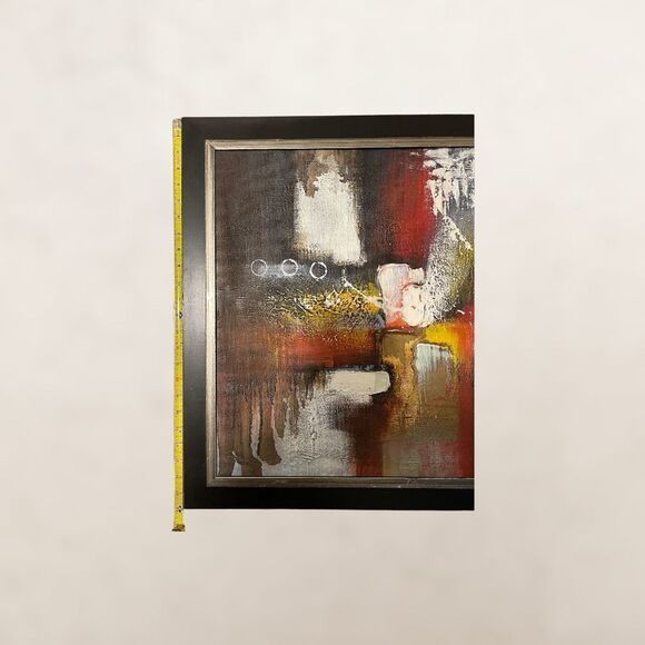Abstract Textured Handmade Oil Painting Signed REED 24.5x28.5 in. - Picture 7 of 11
